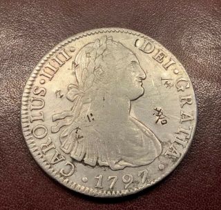 1797 Colonial Spanish 8 Reales MO Silver Coin Carolus IIII - Beauty ChineseChops 2