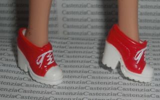 Shoes Barbie Doll Mattel Fao Schwarz Fun Faux Lace Red White Heels Accessory