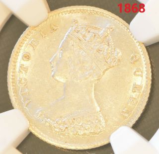 1868 China Hong Kong 10 Cent Victoria Silver Coin Ngc Au 58