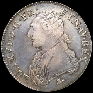 1785 - Pau France Louis Xvi Lightly Circulated Ecu Crown Bearn Silver Coin
