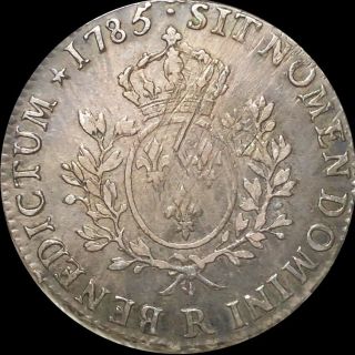 1785 - Pau France Louis XVI LIGHTLY CIRCULATED Ecu Crown Bearn Silver Coin 2