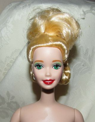 Nude Barbie Bisque Porcelain Holiday Caroler Blonde Hair Green Eyes For Ooak