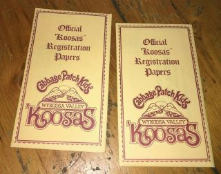 2 Cabbage Patch Kid Koosas Paperwork