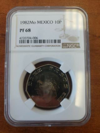 1982 1983 Mexico 10 Pesos Proof Pf Ngc Pf68 Rare