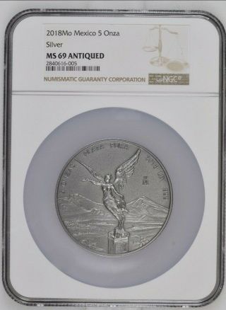 2018 Mexico 5 Onza Libertad Antique Finish Ngc Ms69 Antiqued First Year Of Issue