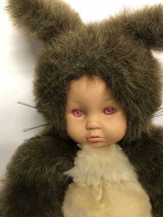 Anne Geddes Red Eyes 15 " Baby Doll Dressed In Animal Fur As A Stuffed Squirrel