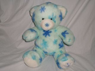 Build A Bear Plush Light Blue Bear With Snowflakes And Snowflake Nose Winter 17 "