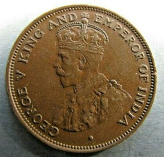 British Honduras 1 Cent 1919 Choice Brown Au - Unc.  Rare Grade