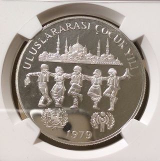 1979 Turkey 500 Lira Year Of The Child Ngc Pf 68 Ultra Cameo - Silver