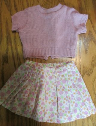 American Girl Dollt Meet Outfit Flower Skirt Light Purple Sweater Top