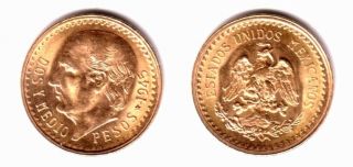 Mexico Gold 2 1/2 Pesos Gem Bu - - 1945 - One Of Best Small Gold Coins On The Market