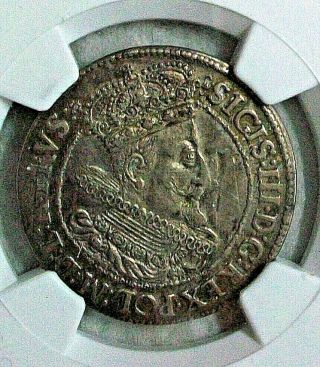 1616 Sa Danzig Poland Sigismund Iii Silver 1/4 Taler Ngc Au - Details