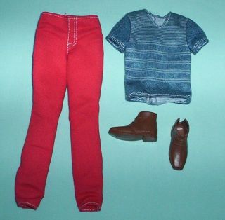 Mattel Fashionistas Ken Doll Clothes Blue Shirt,  Red Pants,  Brown Shoes