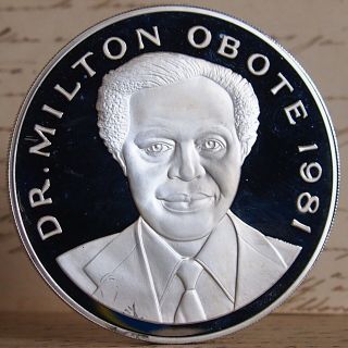 Uganda.  1981 Silver 500 Shillings.  Dr.  Milton Obote.  136 Grams 4.  0444 Oz Proof