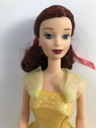 Disney Princess Belle Barbie Doll Beauty And The Beast Yellow Dress Curled Hair