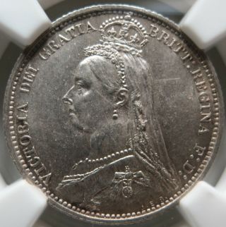 GREAT BRITAIN 6 pence Sixpence 1887 NGC MS 63 UNC Jubilee & Wreath Victoria 2