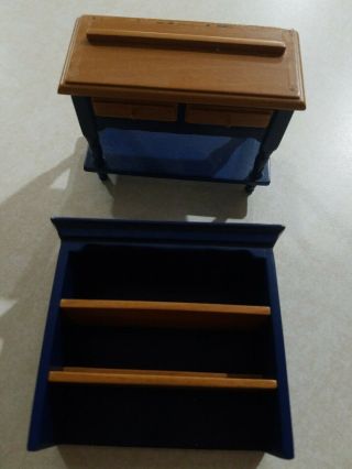 Miniature Dollhouse 1/12 Scale Blue/tan Table With Hutch.