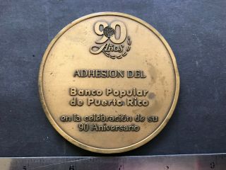 Puerto Rico 1983 Aeropuerto Internacional PR Adhesion BPPR 90 Aniv.  bronze Medal 2