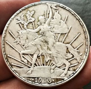 Mexico 1 Peso 1913 Silver 27 Grams Large Crown Thaler Size Independence Rare
