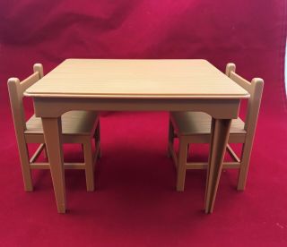 Eden Madeline 8 " Dollhouse Furniture Brown Plastic Kitchen Table 2 Chairs
