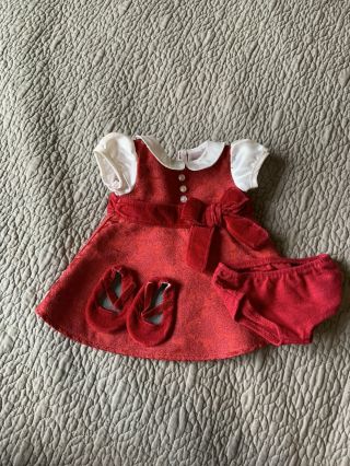 American Girl Bitty Baby Red Holiday Party Christmas Dress Shoes Underwear