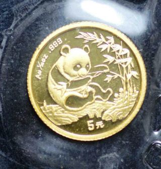 1994 China 5 Yuan,  1/20oz Gold Panda In Packaging,  Ships