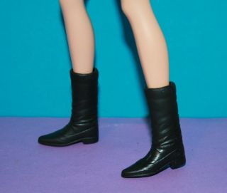 Mattel Barbie Motorcycle Biker Black Mid - Calf Boots Rubbery Shoes