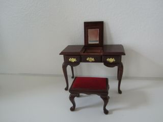 Dollhouse Miniature Dressing Table With Bench Seat Sonia Messer 1:12