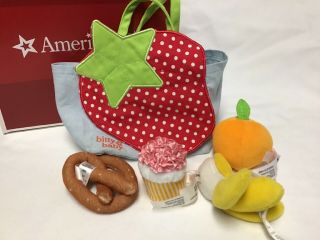 American Girl Bitty Baby Twins 2014 Groceries Strawberry Bag Pretzel Cupcake,