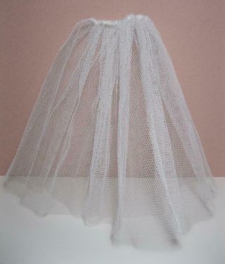 Barbie Doll Lingerie - Long White Tulle Crinoline Slip Petticoat 4 Dress/gown 8.  5 "