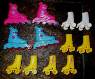 Barbie Doll Shoes - 6 Pairs Of Roller Blades & Roller Skates