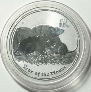 2008 Australia Year Of The Mouse Rat Ratte 鼠 老鼠 쥐 マウス ネズミ 1/2 Oz Silver Lunar 2