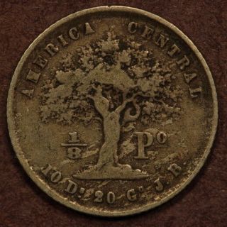Costa Rica 1/8 Peso 1853 Tree Silver Fine
