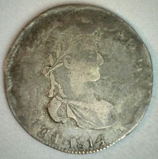 1814 Ag War Of Independence Zacatecas 8 Reales Silver Coin Mexico