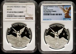 2016 Mexico Silver Reverse Proof Libertad Set - Ngc Pf69 & Pl70 Early Releases