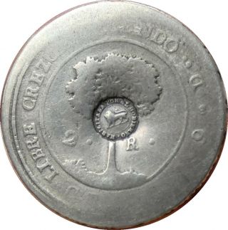 1849 2 Reales Crezca Costa Rica Counter Stamp Fine - Bkk