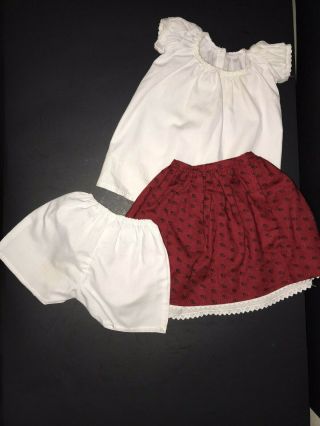 American Girl Doll Josefina Meet Outfit Deep Red Skirt White Camisa & Bloomers