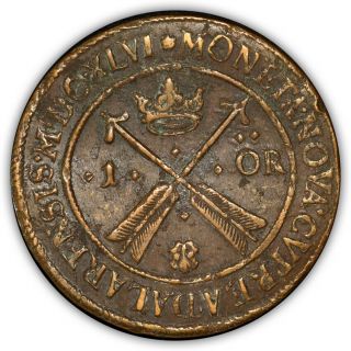 1646 Sweden 1 Ore.  Queen Christina I.  Avesta.  Km 162
