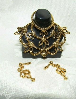 Barbie Jewelry - Exotic Beauty Faux Gold Large Necklace & Earrings Doll Accessory