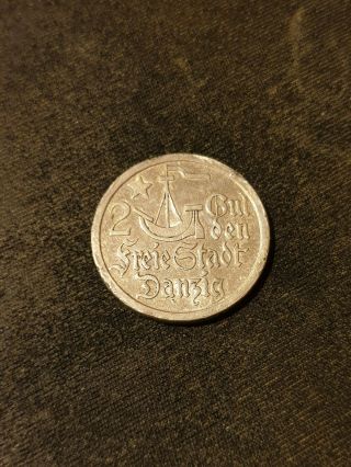 Danzig 2 Gulden 1923 Silver Coin - Poland