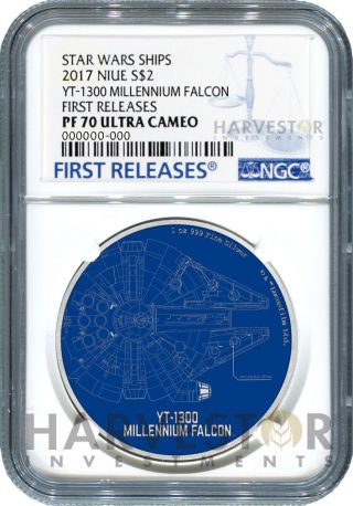 2017 Star Wars Ships: Yt - 1300 Millennium Falcon - Ngc Pf70 First Releases W/ogp