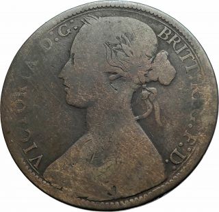 1868 Uk Great Britain United Kingdom Queen Victoria Penny Coin I79515