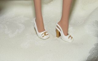 Barbie Juicy Couture White Gold High Heel Square Toe Shoes Accessory For Doll