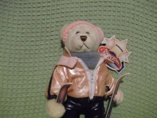 Ginger Pickford Bears 12 " 2001 Brass Button Skiing Sports Bear With Stand Tags