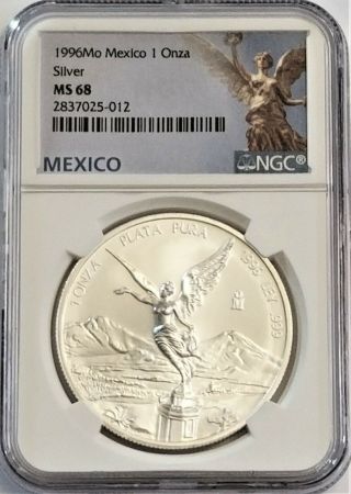 1996 Mexico Libertad Uncirculated 1 Oz.  Silver Ngc Ms68