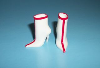 Barbie Basics Target Model Muse Red & White Pointed Toe High Heel Boots Shoes