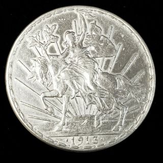 1913 Mexico Un One 1 Peso Silver Estados Unidos Mexicanos 100th Anv Coin 9mp1311