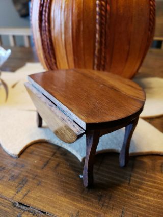 Miniature Dollhouse Furniture Drop Leaf Table Walnut