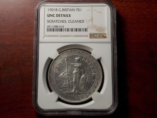 1901 B Hong Kong China British Trade Dollar Silver Coin Ngc Unc