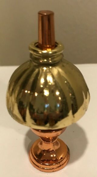 Vintage Metal Brass Miniature Doll House 2 Piece Hurricane Lamp Made In England